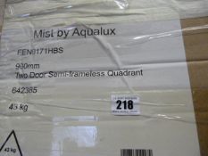 *Mist by Aqua Lux 900mm 2 Door Semi Frameless Quadrant Enclosure