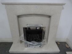 *Cream Marble Fire Place Complete with Hearth Back Plate & Mantel