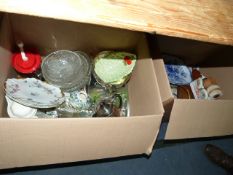 2 Boxes of Assorted & Collectable Decorative China - Cut Glass etc