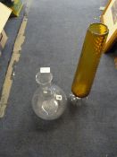 1970's Coloured Glass Vase & Specimen Vase