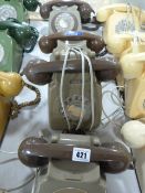 4 GEC Beige & Brown Telephones