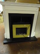 *White Traditional Style Fire Surround with Black Back & Hearth