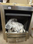 *Brushed Stainless Steel Gas Fire Insert with Logs