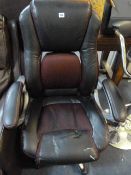 *Faux Leather Executive Chair - Black with Red Stitching