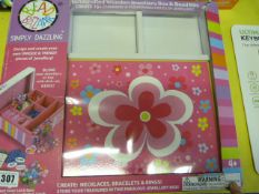 *Bead Bazzar Hand Crafted Wooded Jewellery Chest with Beads