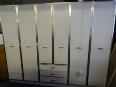 2 Cream & Gold Double Wardrobes & Another with Drawers