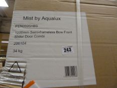 *Mist by Aqua Lux 1200mm Semi Frameless Bow Front Shower Cubicle Complete with Tray