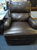 *Brown Faux Leather Recliner Rocking Chair