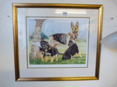 Gilt Framed Limited Edition Print by S Driver - The Alsatian Family