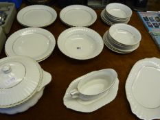 White Gold Rimmed Dinner Service