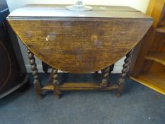 Oak Barley Twist Leg Drop Leaf Table