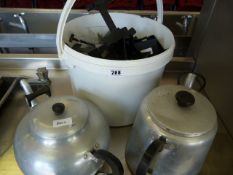 2 Aluminium Teapots & Plastic Pricing Labels
