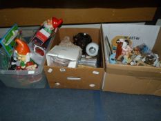 3 Boxes of Bric-a-Brac including Cds - Gnomes - Clocks - Barometers etc