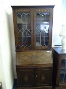 Priory Style Glazed Bureau Bookcase