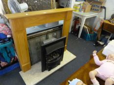 Coal Effect Gas Fire with Light Beech Fire Surround & Marble Hearth