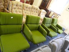 4 Green Retro Reception Chairs