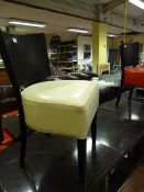 16 Dark Wood Dining Chairs with Cream Leather Upholstered Seats