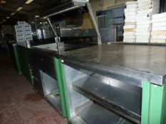 Cafeteria Serve Over Unit Comprising of Stainless Steel Work Surface - Refrigerated Tile Top Bain