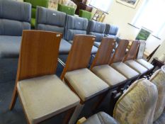 Set of 6 Beech Upholstered Dining Chairs