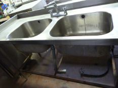 Commercial Stainless Steel Double Bowl Sink Unit with Left Hand Drainer