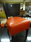 18 Dark Wood Dining Chairs with Red Leather Upholstered Seats