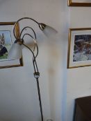 Gold Coloured 3 Branch Uplighter