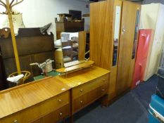 Teak 1950s Bedroom Set comprising of Wardrobe - Dressing Table - Chest of Drawers