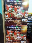 *Snowman Mugs & Plate