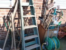 Collection of Gardening Tools - Hoses - Step Ladders etc