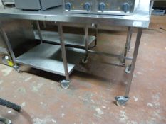 Stainless Steel Table With Under shelf Castors Ref: HL127