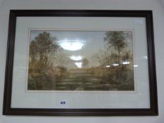 Framed Water Colour Depicting A Country Scene
