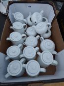 Box Containing 16 Assorted White Ceramic Teapots