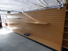 Wall Of Slat Walling and Shelves and a box of fittings
