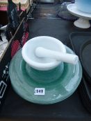 Pestal & Mortar & 10 Glass Plates