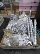 2 Boxes of Christmas Decorations - Silver