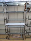 6 Tier Polished Steel & Plate Glass Shelving Unit