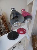 2 Metal Desk Lamps - 1 Red & 1 Black