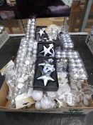 2 Boxes of Christmas Decorations - Silver