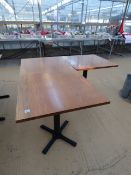 4 Square Cafe Style Tables on Black Tubular Pedestals with Adjustable Feet & Medium Oak Tops