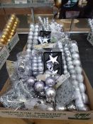 3 Boxes of Christmas Decorations - Silver