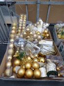 2 Trays of Christmas Decorations - Gold