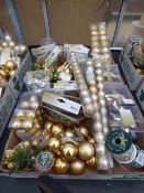 2 Trays of Christmas Decorations - Gold