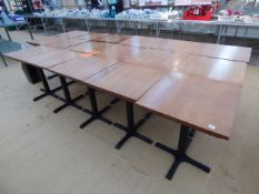 18 Square Cafe Tables on Black Tubular Legs with Adjustable Feet & Medium Oak Tops