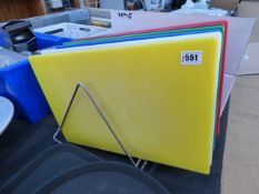 Set of 6 Coloured Chopping Boards & Rack