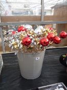 Bucket Containing Baubles & Stars on Sticks