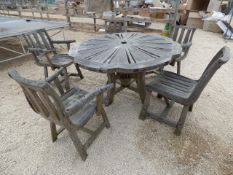 Rustic Circular Table & 5 Chairs