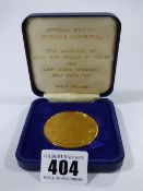 Solid Bronze Princess of Wales Lady Diana Spencer's Wedding Medallion