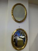 Pair of Gilt Framed Oval Mirrors