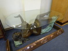 Bronzed Coffee Table in The Form of a Nude Lady