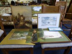 3 Water Colours Depicting Harbour Scenes - Pears Print etc